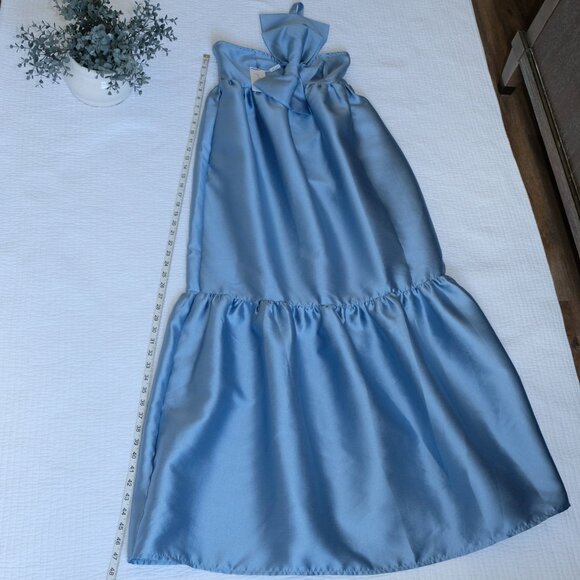 NWT Petal & Pup Betina Bow Satin Maxi Dress Blue Formal Wedding Guest Nordstrom - Picture 6 of 16